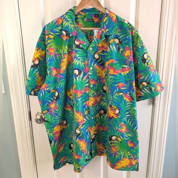 NEW Blue Generation Hawaiian Shirt Toucans 2XL - Picture 8 of 8